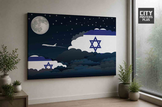 Israel Night Clouds Framed Canvas Prints | Country & City Wall Art