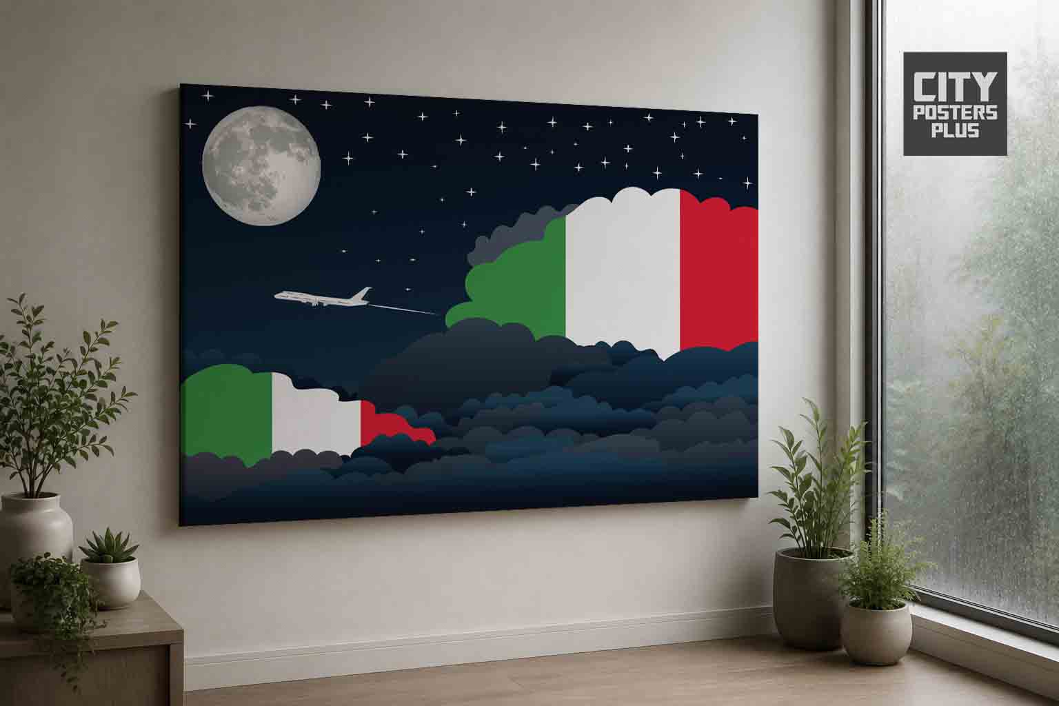 Italy Night Clouds Framed Canvas Prints | Country & City Wall Art