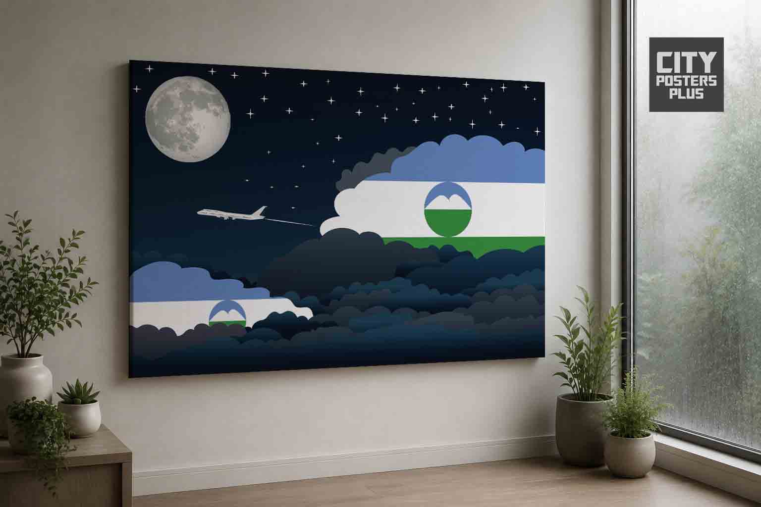 Kabardino Balkaria Night Clouds Framed Canvas Prints | Country & City Wall Art