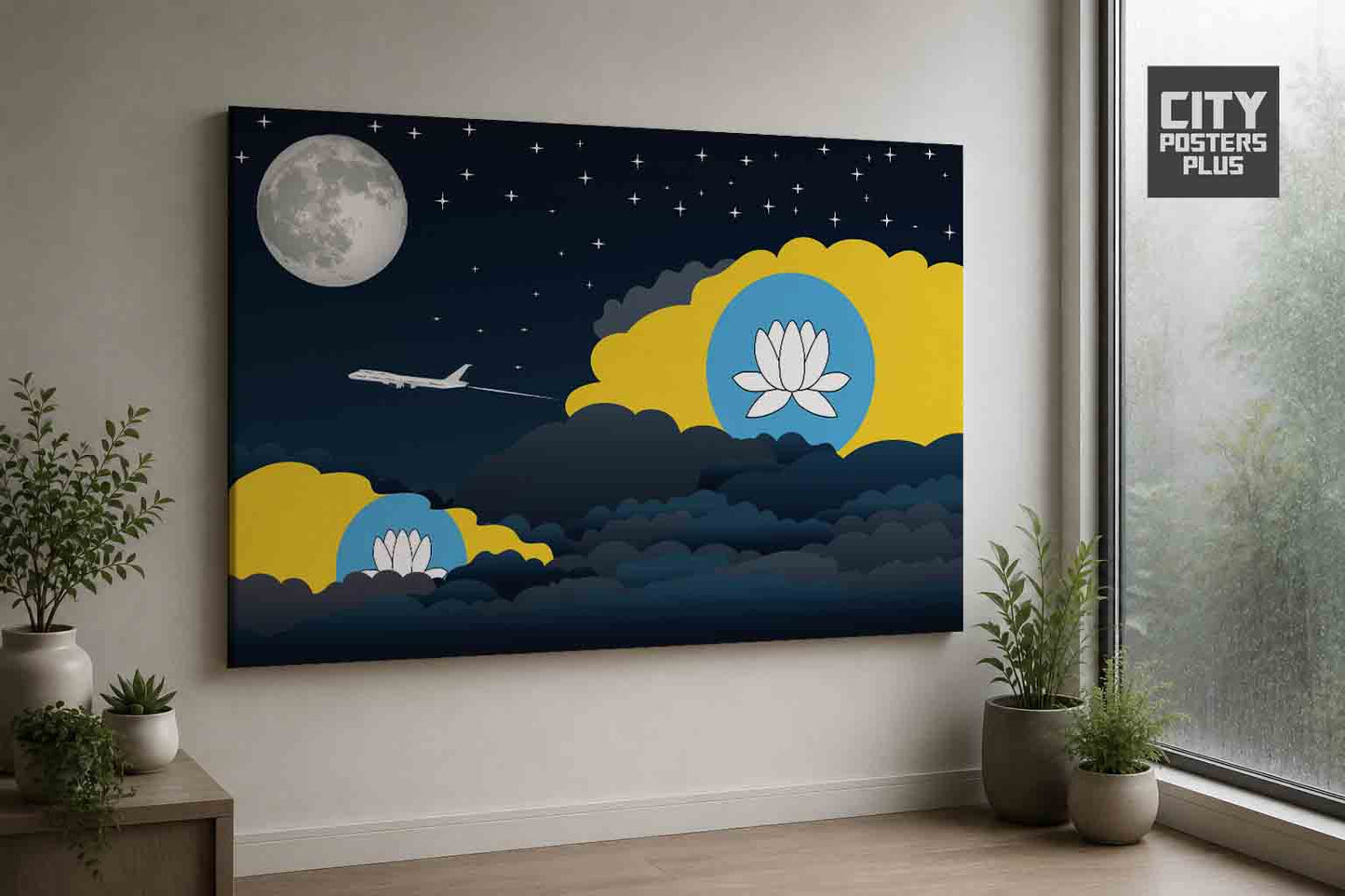 Kalmykia Night Clouds Framed Canvas Prints | Country & City Wall Art