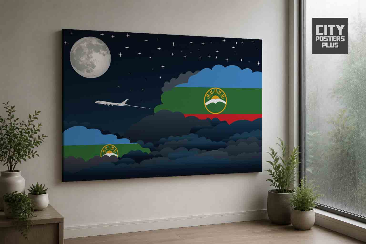 Karachay Cherkessia Night Clouds Framed Canvas Prints | Country & City Wall Art