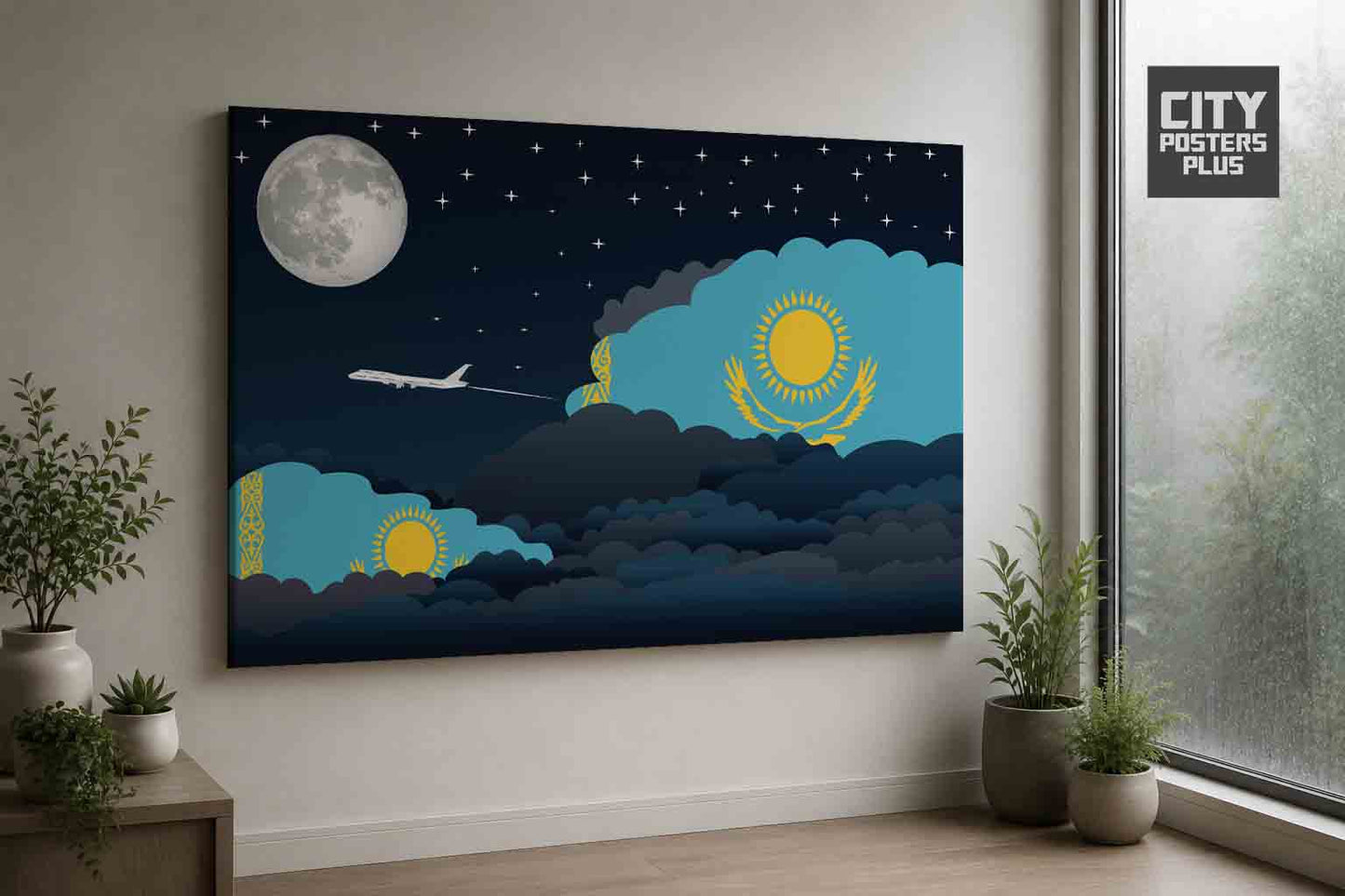 Kazakhstan Night Clouds Framed Canvas Prints | Country & City Wall Art