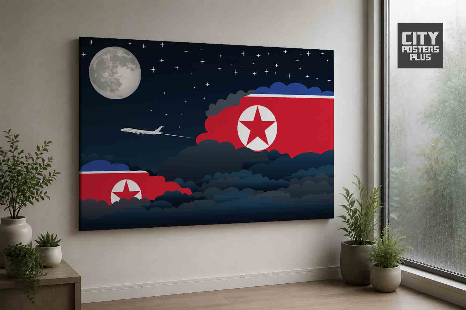 Korea North Night Clouds Framed Canvas Prints | Country & City Wall Art