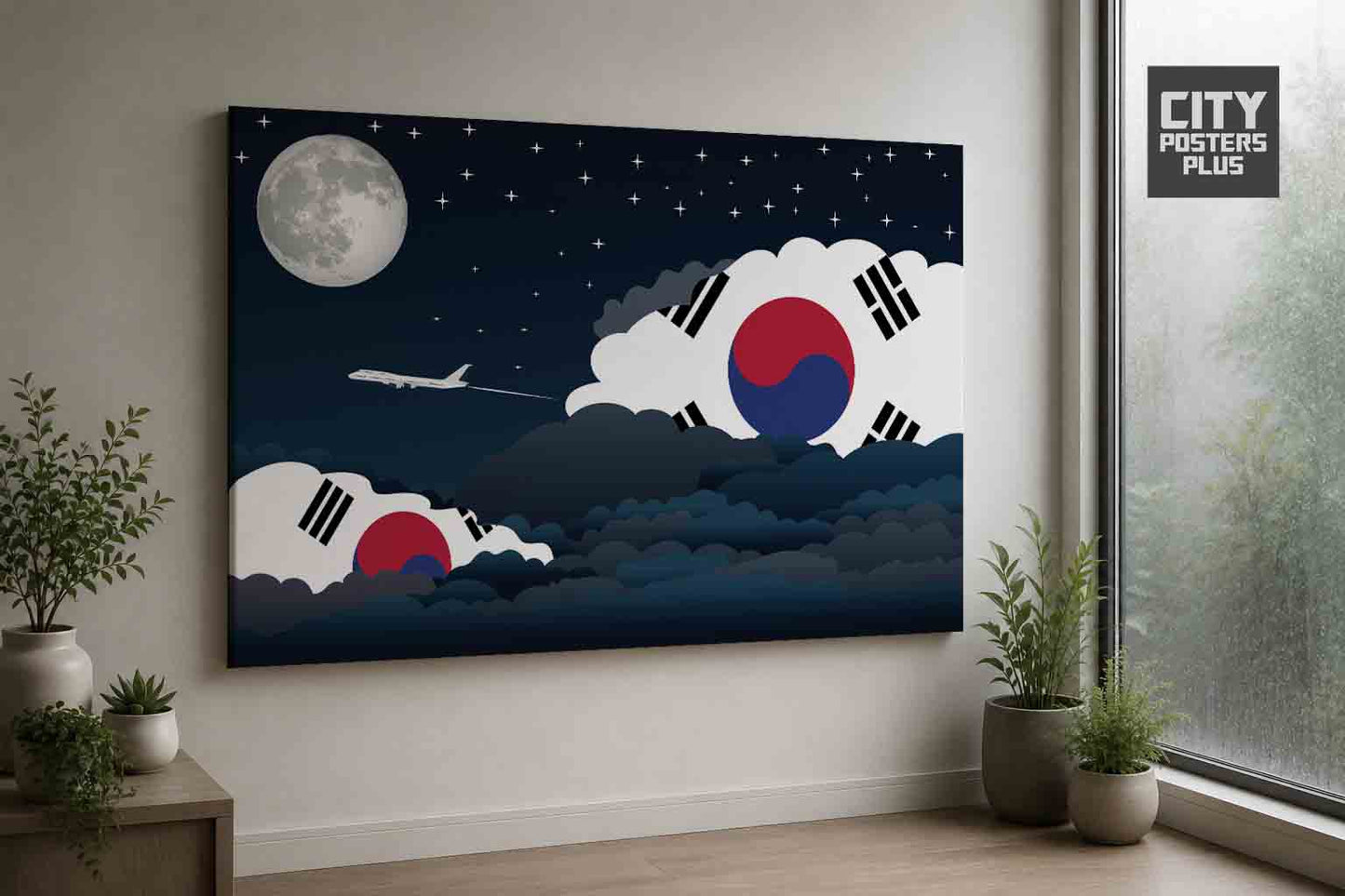 Korea South Night Clouds Framed Canvas Prints | Country & City Wall Art