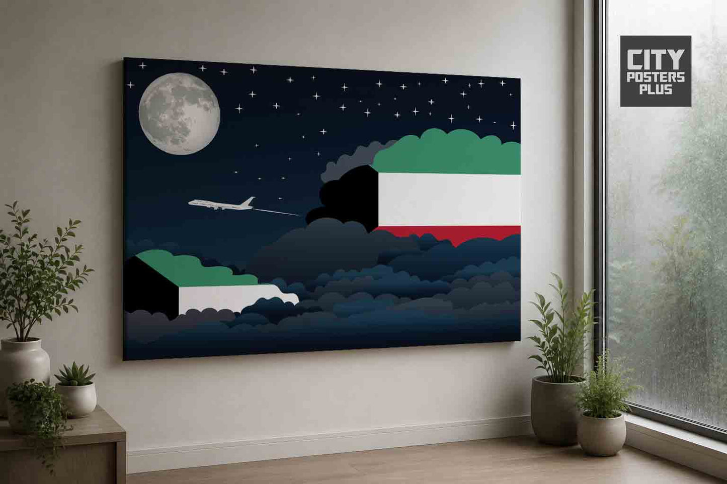 Kuwait Night Clouds Framed Canvas Prints | Country & City Wall Art
