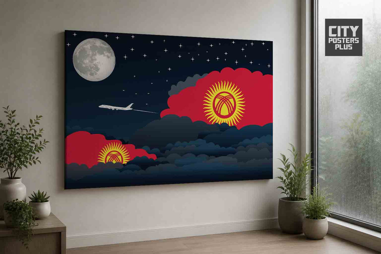 Kyrgyzstan Night Clouds Framed Canvas Prints | Country & City Wall Art
