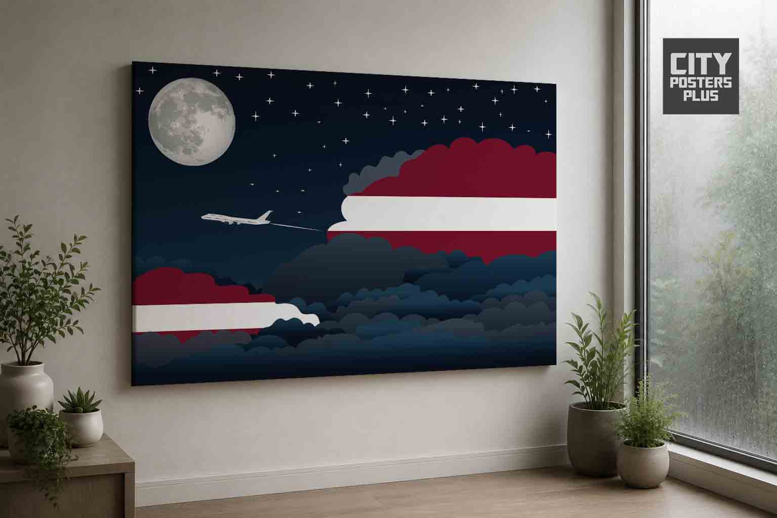 Latvia Night Clouds Framed Canvas Prints | Country & City Wall Art
