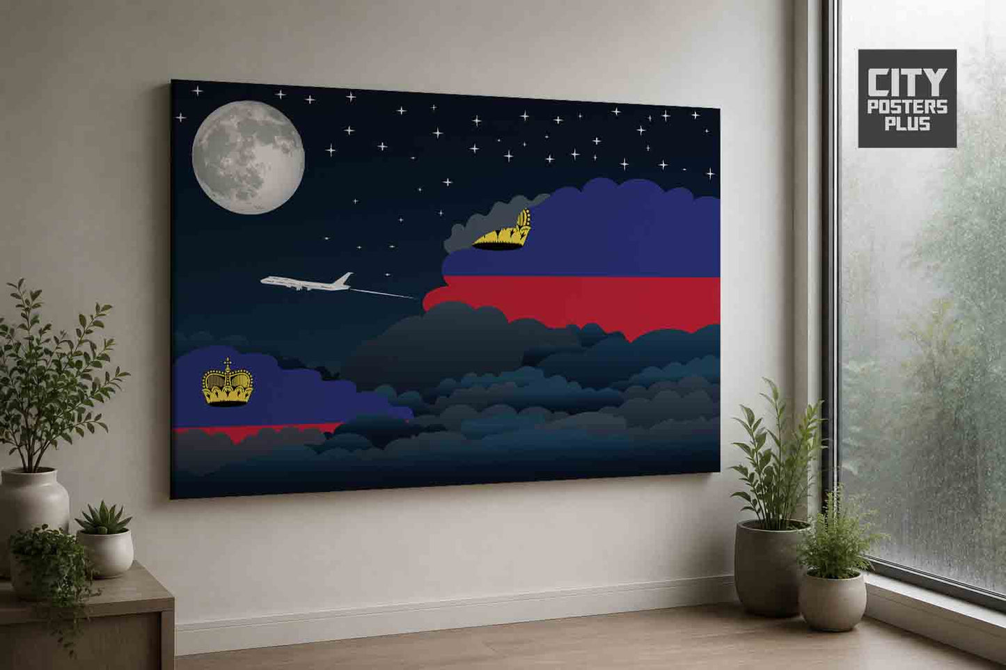 Liechtenstein Night Clouds Framed Canvas Prints | Country & City Wall Art