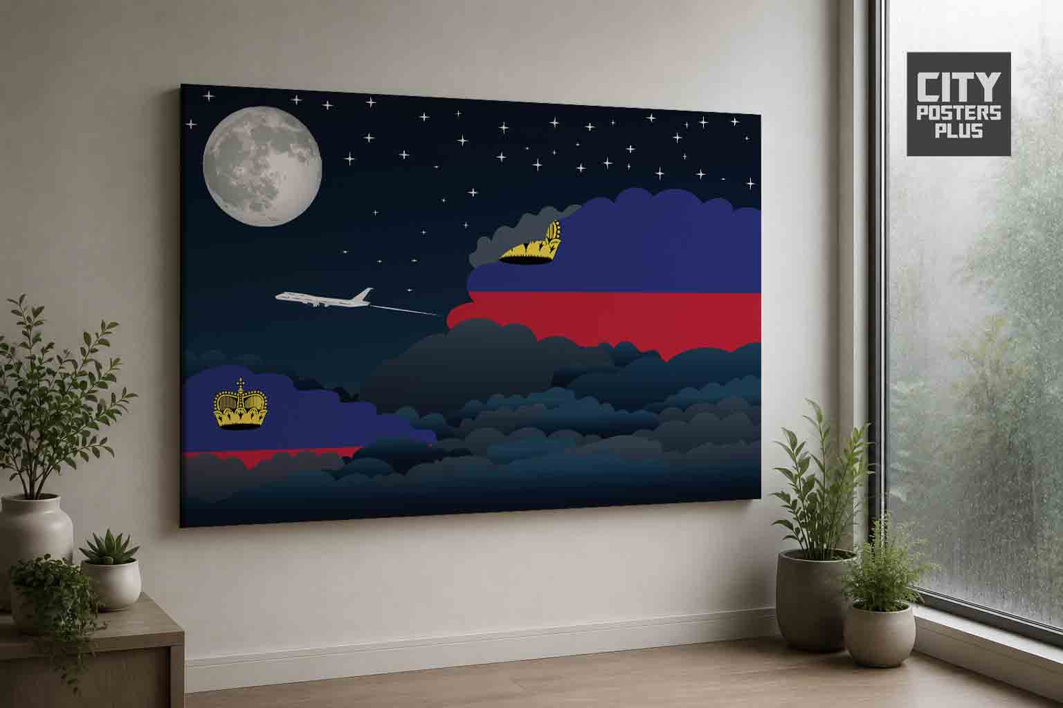 Liechtenstein Night Clouds Framed Canvas Prints | Country & City Wall Art