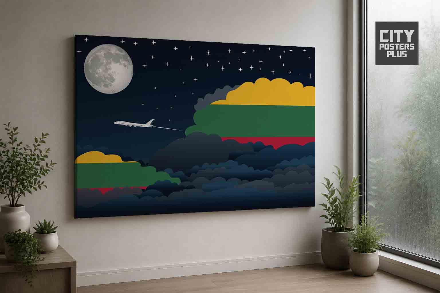 Lithuania Night Clouds Framed Canvas Prints | Country & City Wall Art