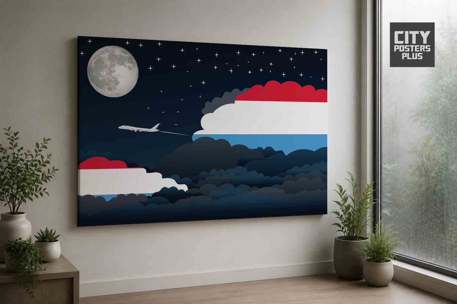 Luxembourg Night Clouds Framed Canvas Prints | Country & City Wall Art