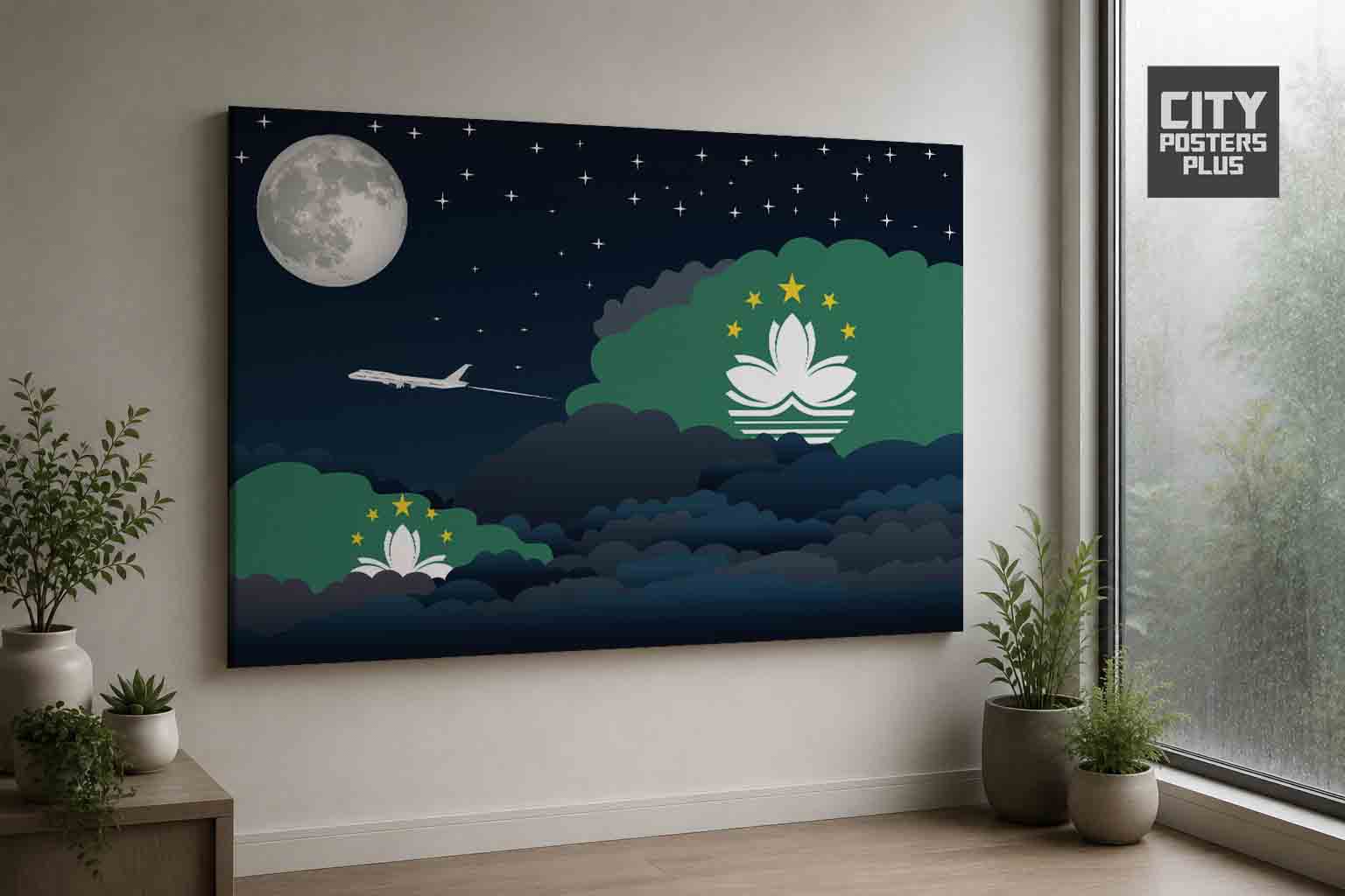 Macau Night Clouds Framed Canvas Prints | Country & City Wall Art