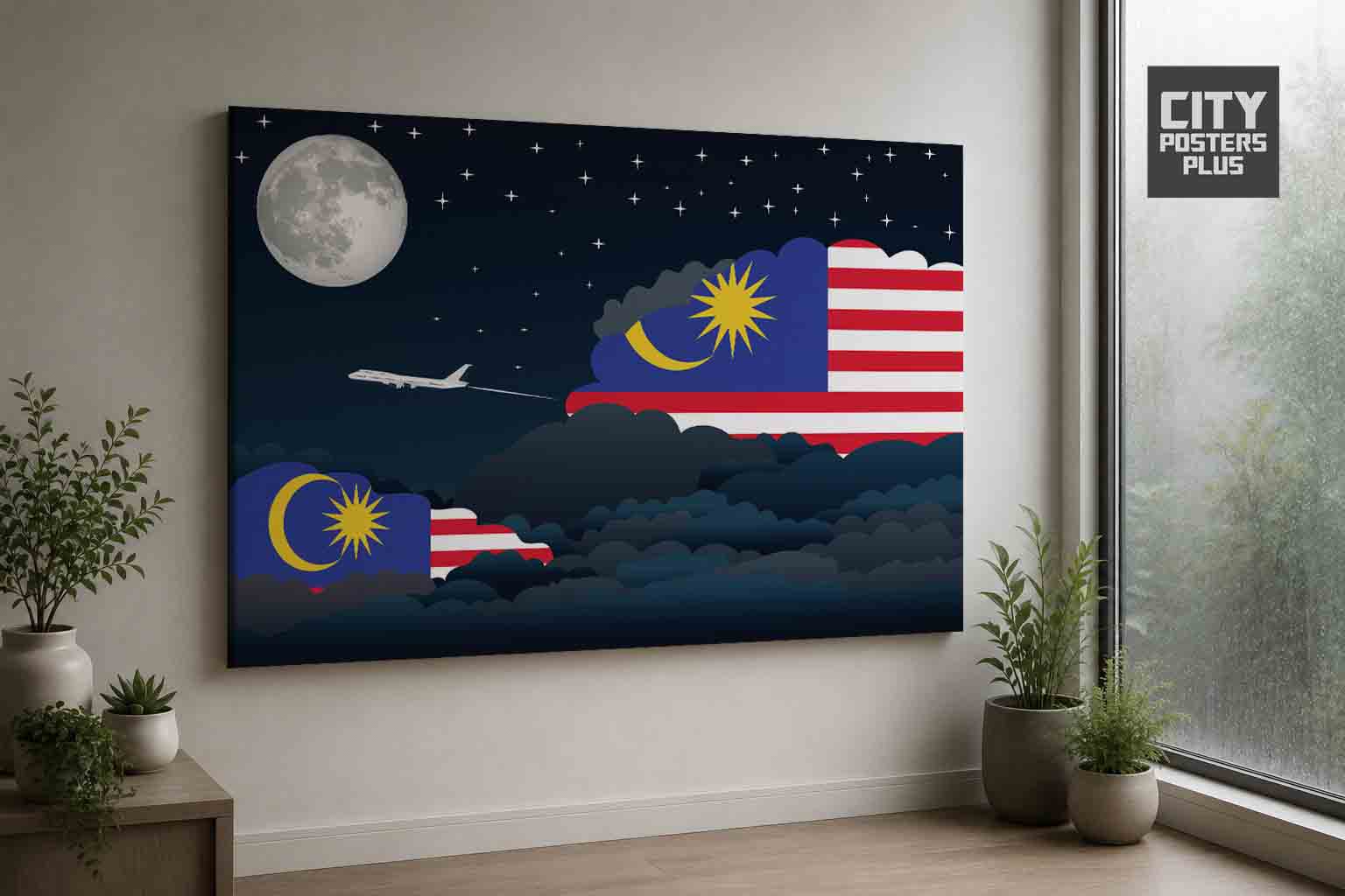 Malaysia Night Clouds Framed Canvas Prints | Country & City Wall Art