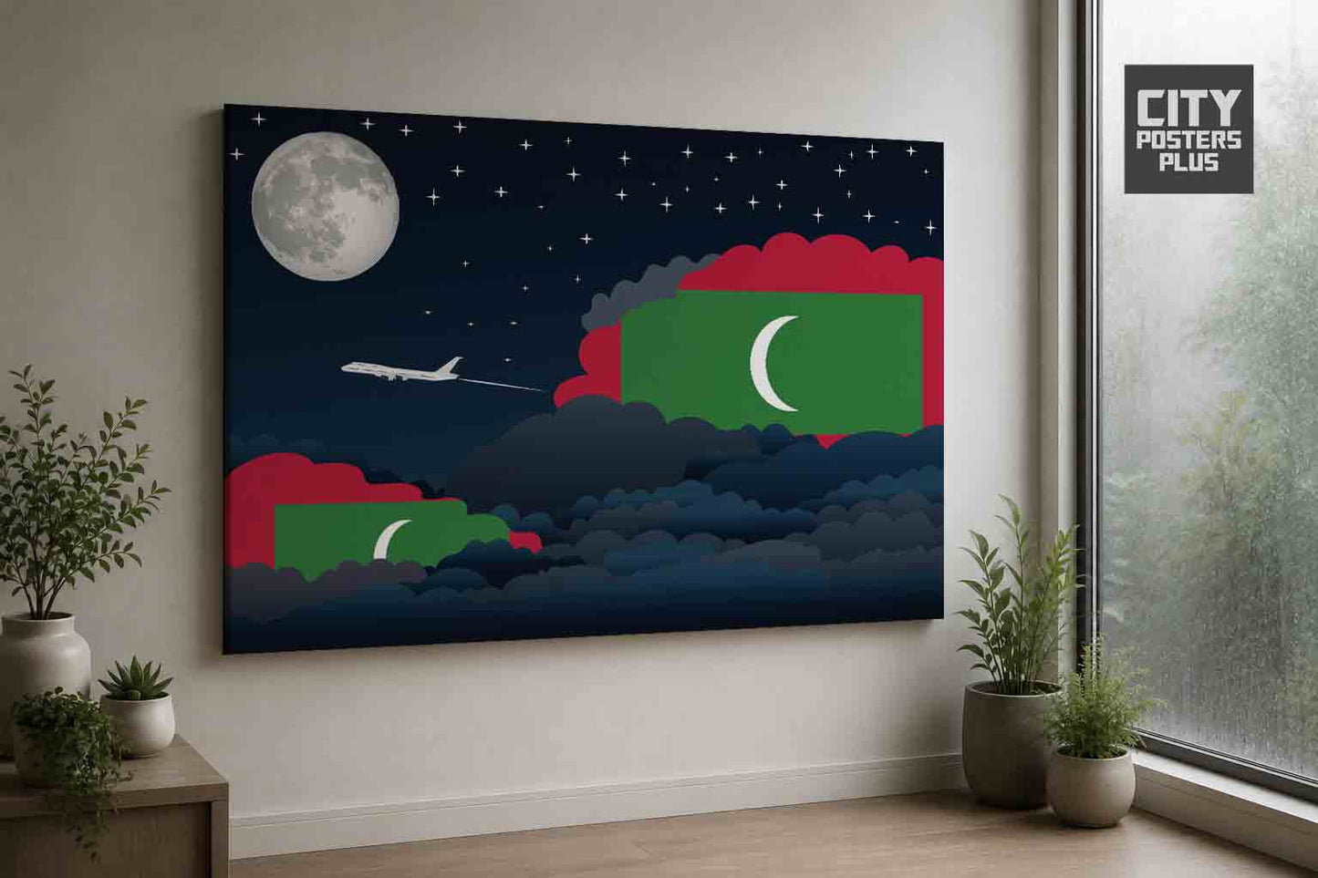 Maldives Night Clouds Framed Canvas Prints | Country & City Wall Art