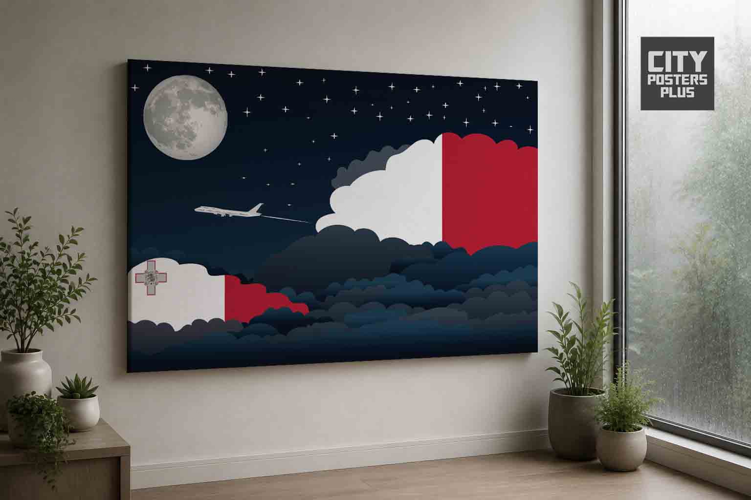 Malta Night Clouds Framed Canvas Prints | Country & City Wall Art