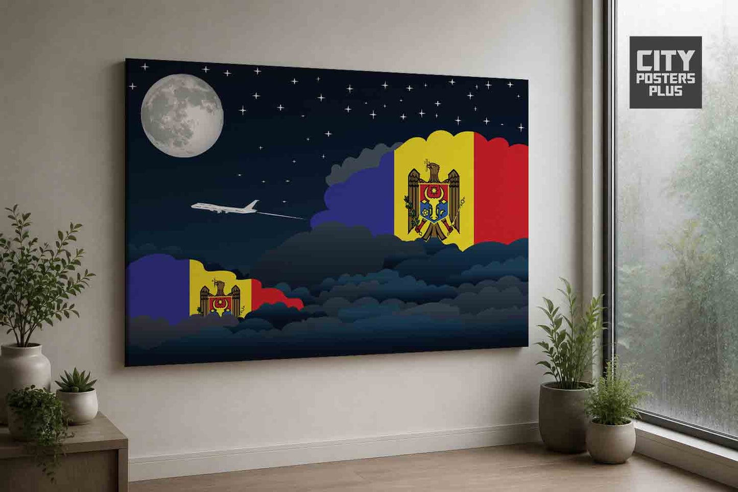 Moldova Night Clouds Framed Canvas Prints | Country & City Wall Art