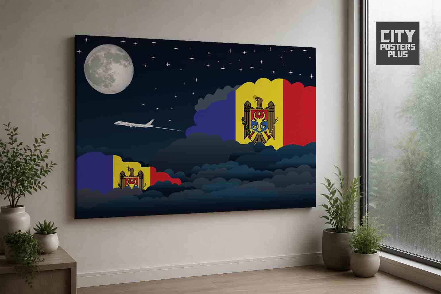 Moldova Night Clouds Framed Canvas Prints | Country & City Wall Art