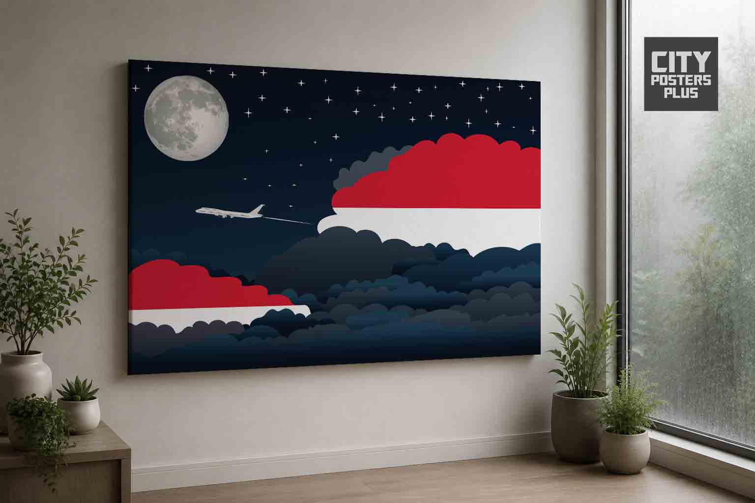 Monaco Night Clouds Framed Canvas Prints | Country & City Wall Art