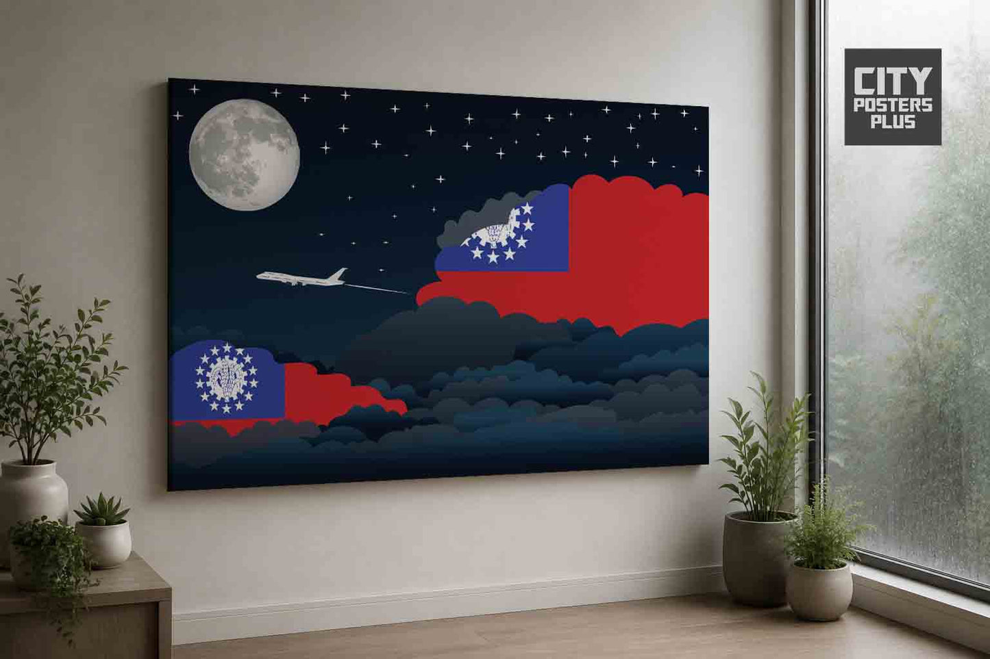 Myanmar - Burma Night Clouds Framed Canvas Prints | Country & City Wall Art