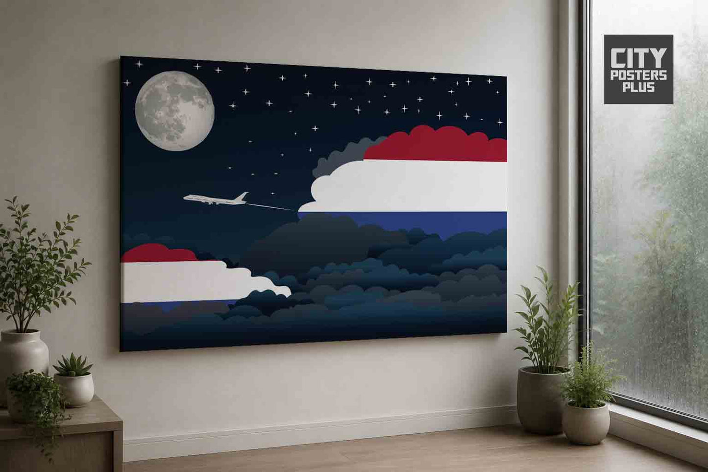 Netherlands Night Clouds Framed Canvas Prints | Country & City Wall Art