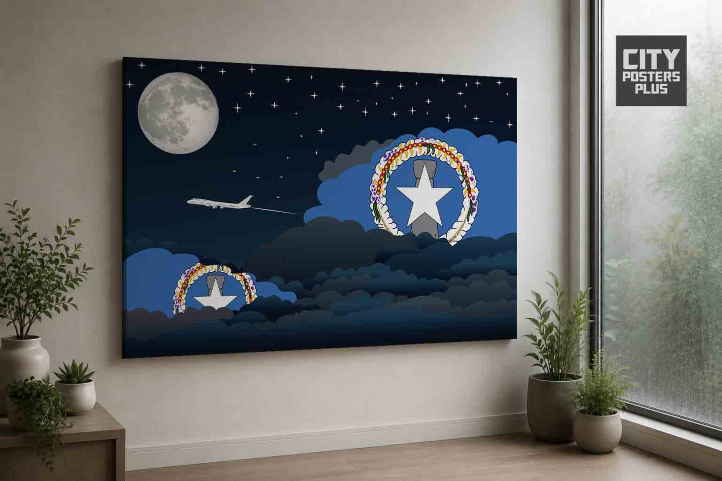 Northern Mariana Islands Night Clouds Framed Canvas Prints | Country & City Wall Art