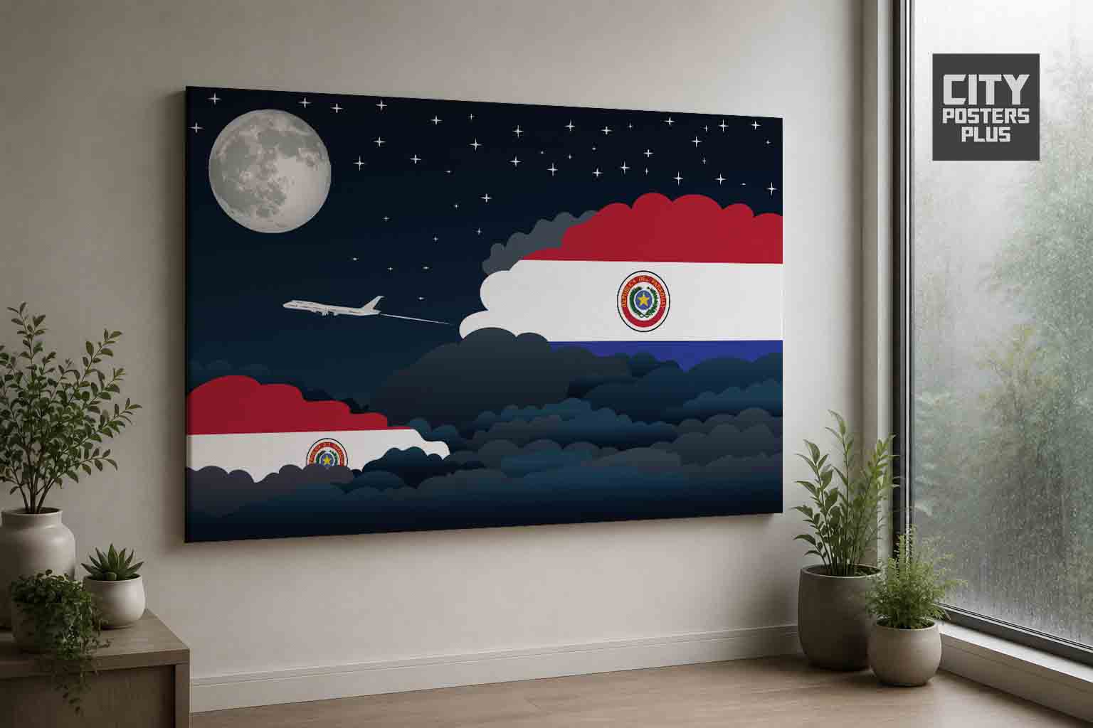 Paraguay Night Clouds Framed Canvas Prints | Country & City Wall Art