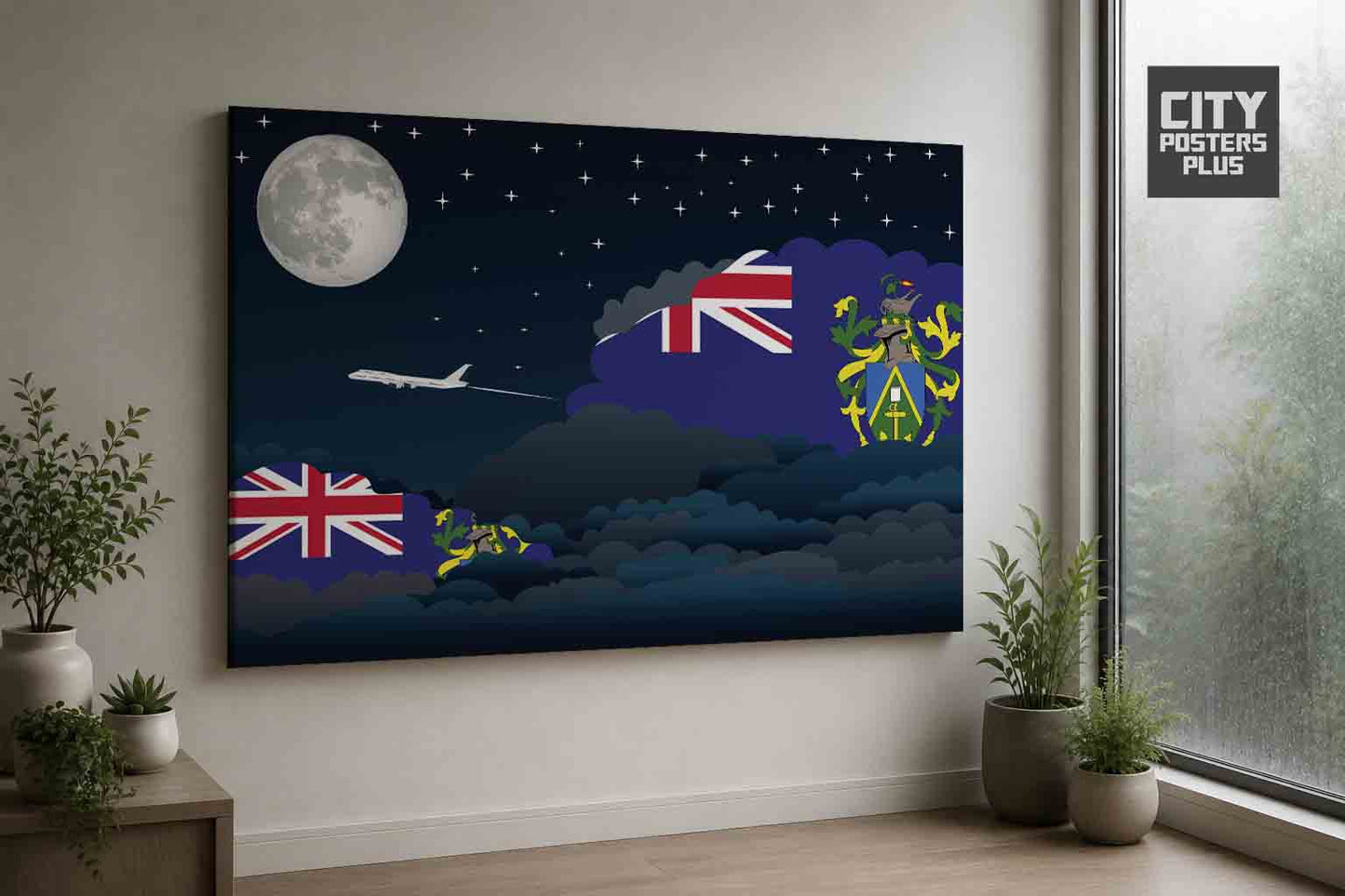 Pitcairn Islands Night Clouds Framed Canvas Prints | Country & City Wall Art