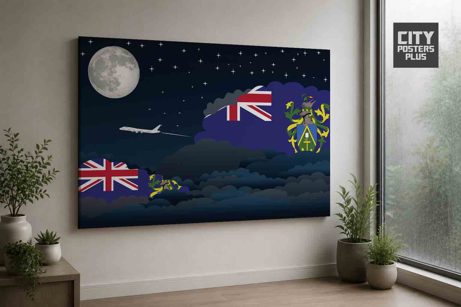 Pitcairn Islands Night Clouds Framed Canvas Prints | Country & City Wall Art