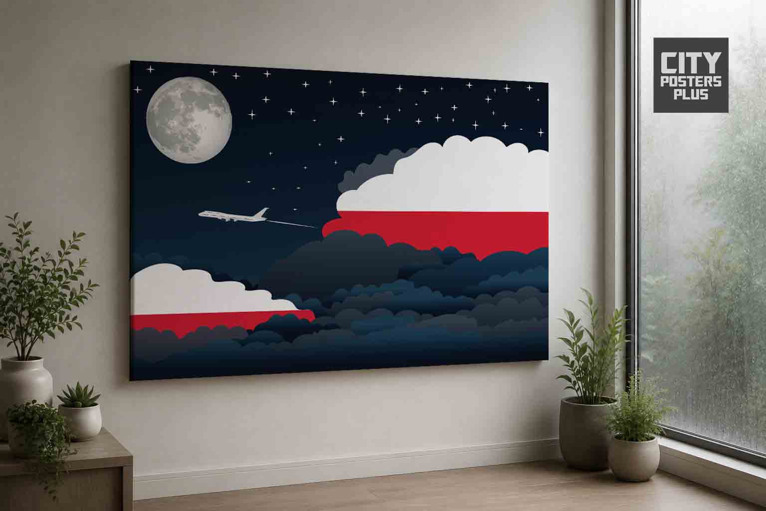 Poland Night Clouds Framed Canvas Prints | Country & City Wall Art