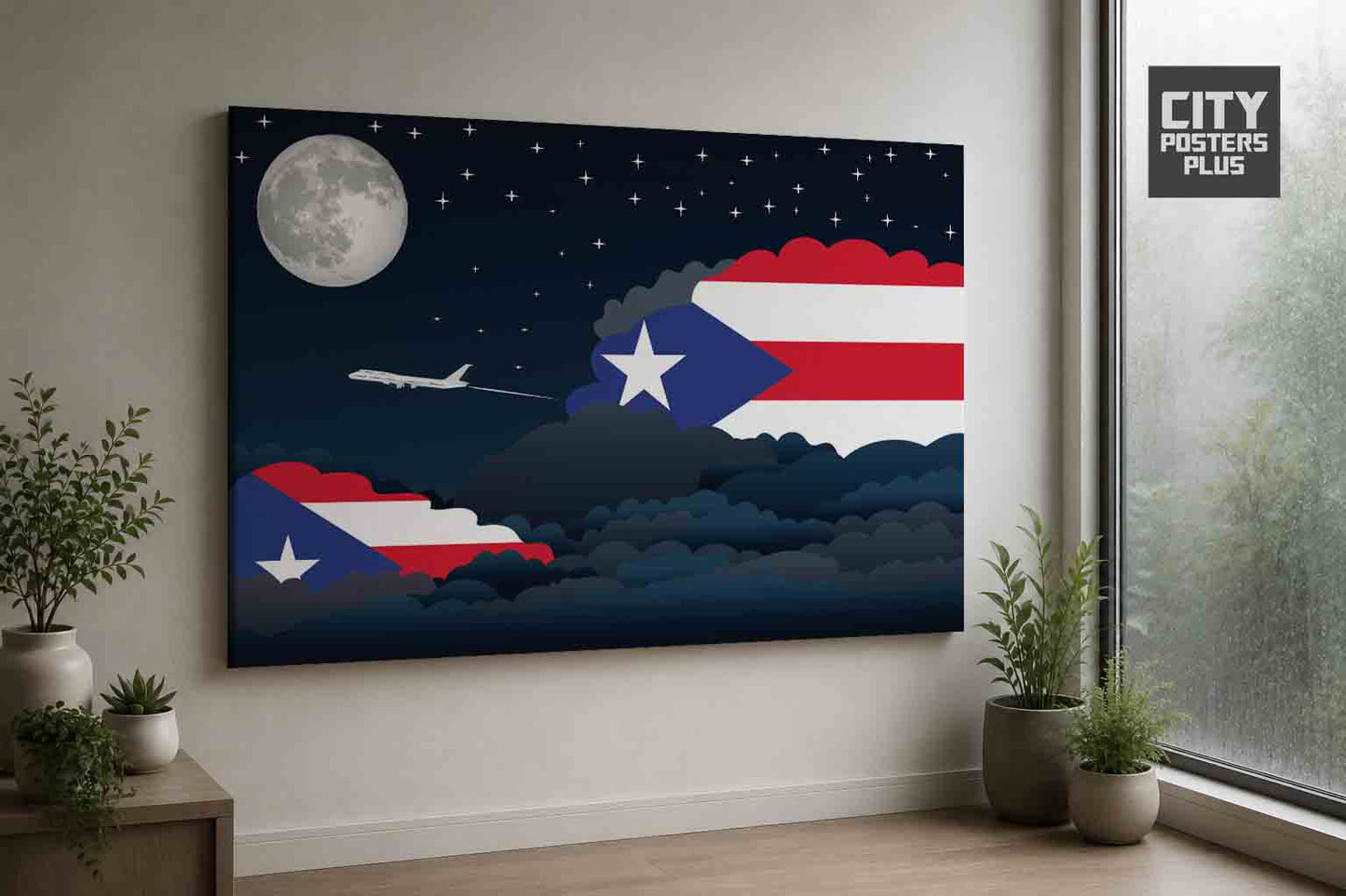 Puerto Rico Night Clouds Framed Canvas Prints | Country & City Wall Art