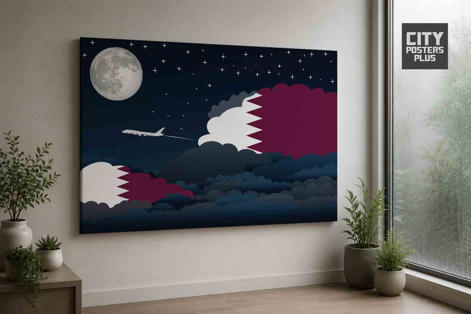 Qatar Night Clouds Framed Canvas Prints | Country & City Wall Art