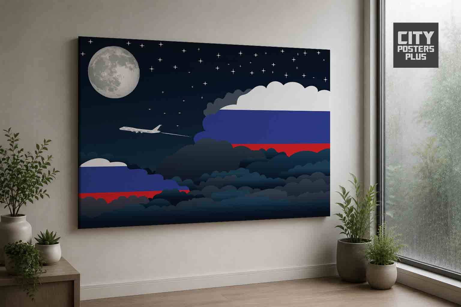 Russia Night Clouds Framed Canvas Prints | Country & City Wall Art