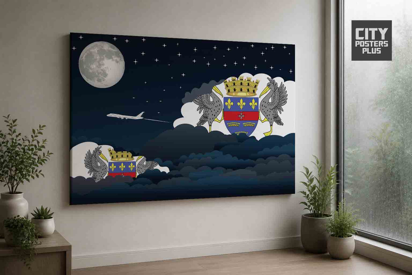 Saint Barthelemy Night Clouds Framed Canvas Prints | Country & City Wall Art