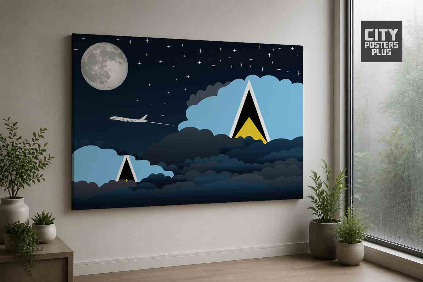 Saint Lucia Night Clouds Framed Canvas Prints | Country & City Wall Art