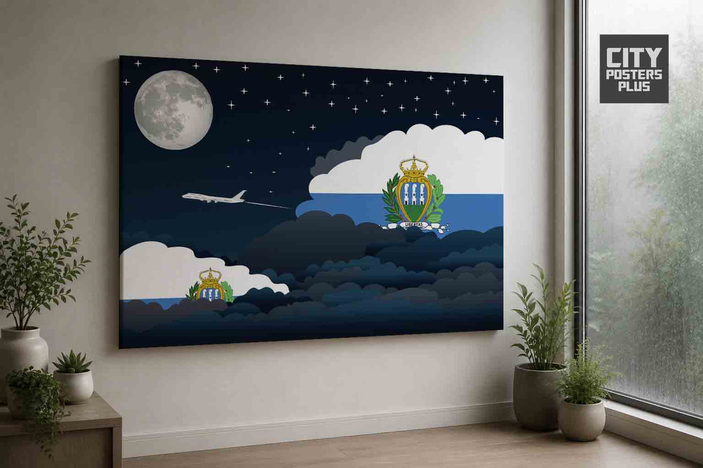 San Marino Night Clouds Framed Canvas Prints | Country & City Wall Art