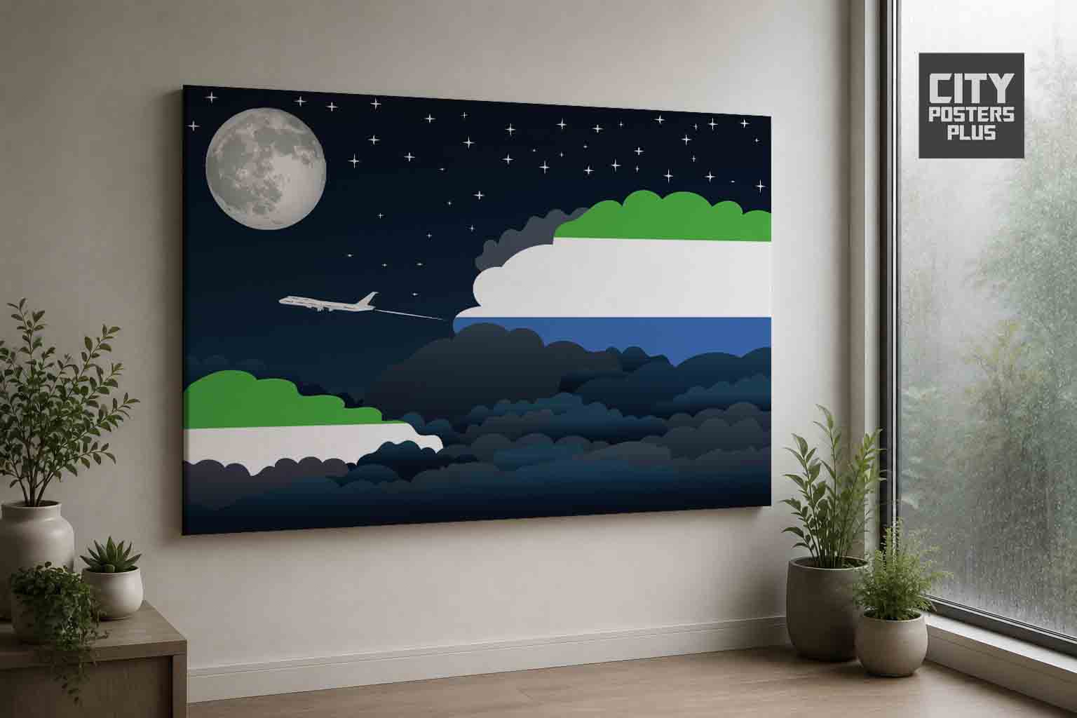 Sierra Leone Night Clouds Framed Canvas Prints | Country & City Wall Art