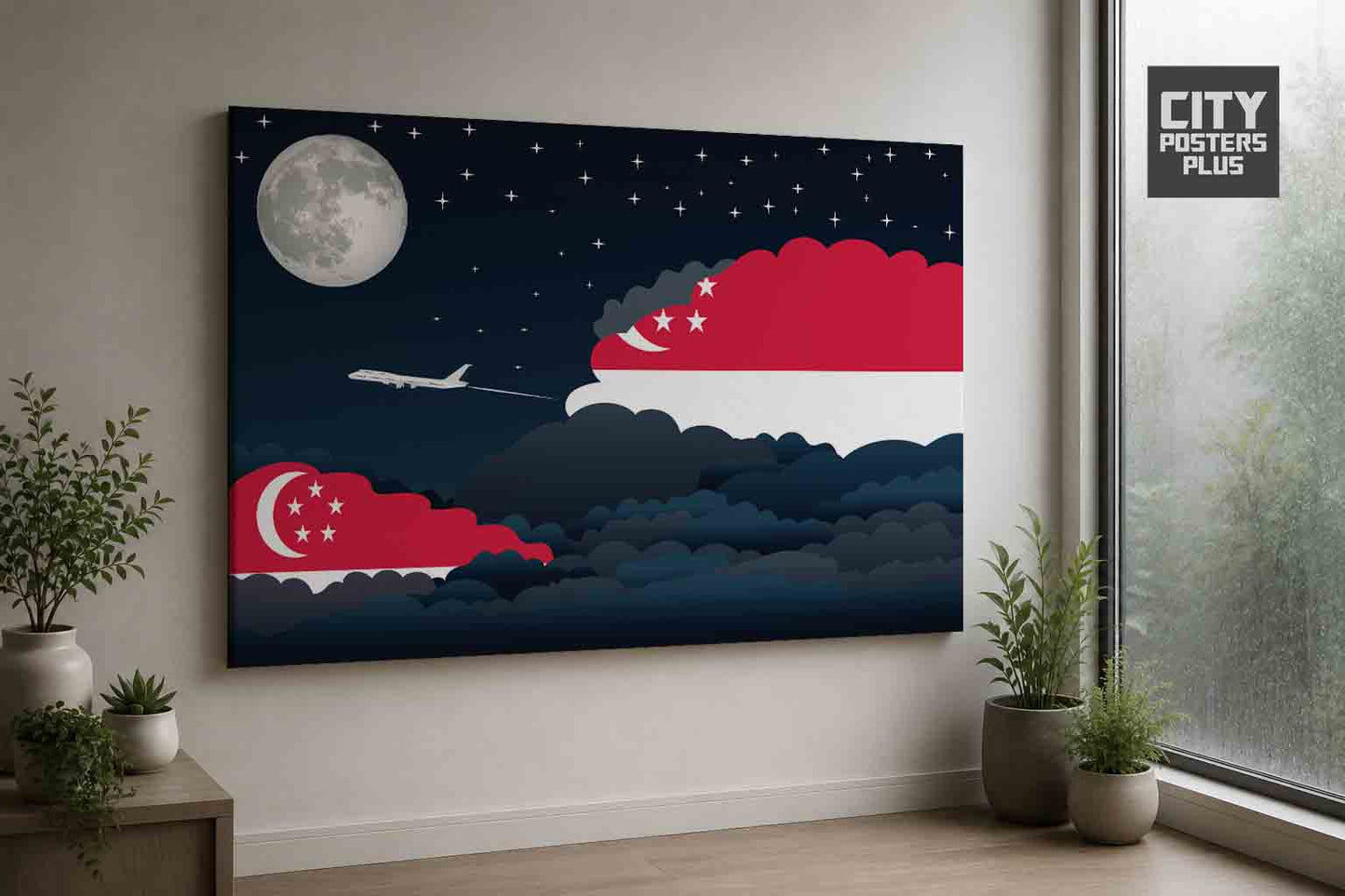 Singapore Night Clouds Framed Canvas Prints | Country & City Wall Art