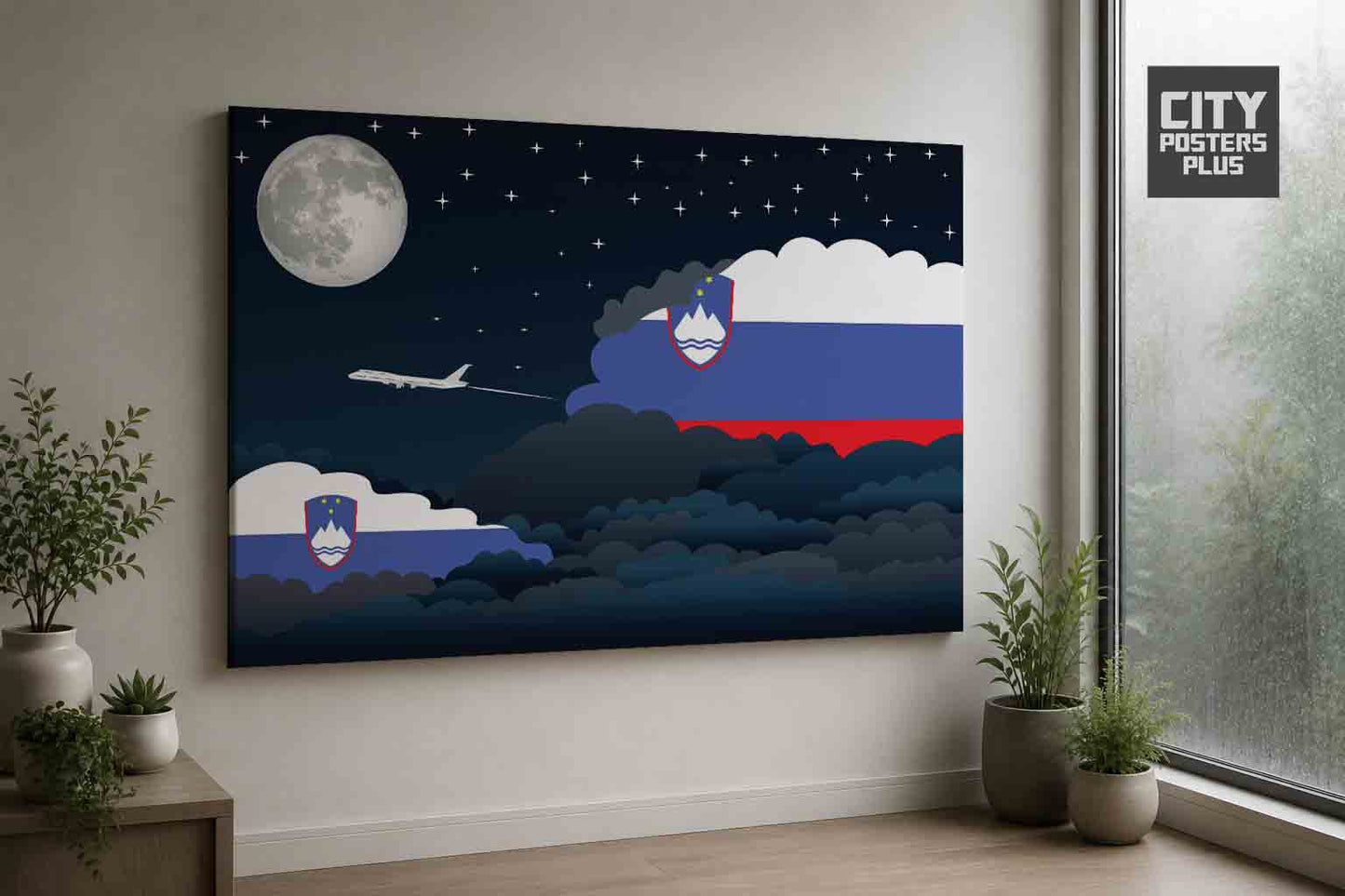Slovenia Night Clouds Framed Canvas Prints | Country & City Wall Art