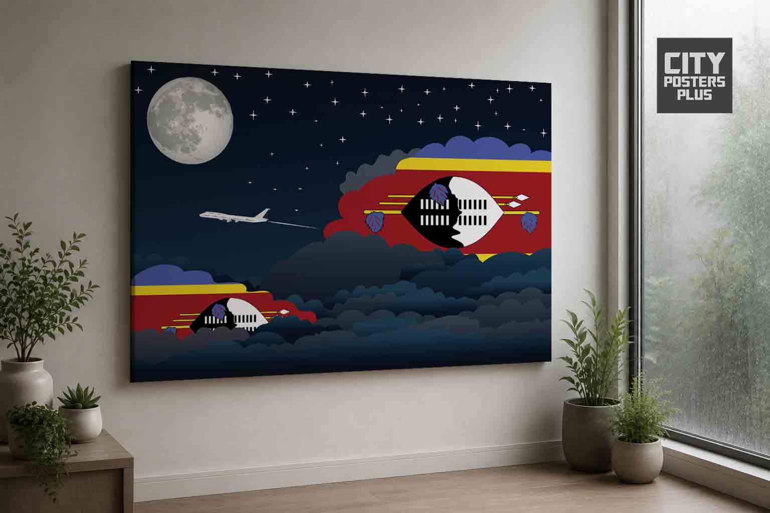 Swaziland Night Clouds Framed Canvas Prints | Country & City Wall Art