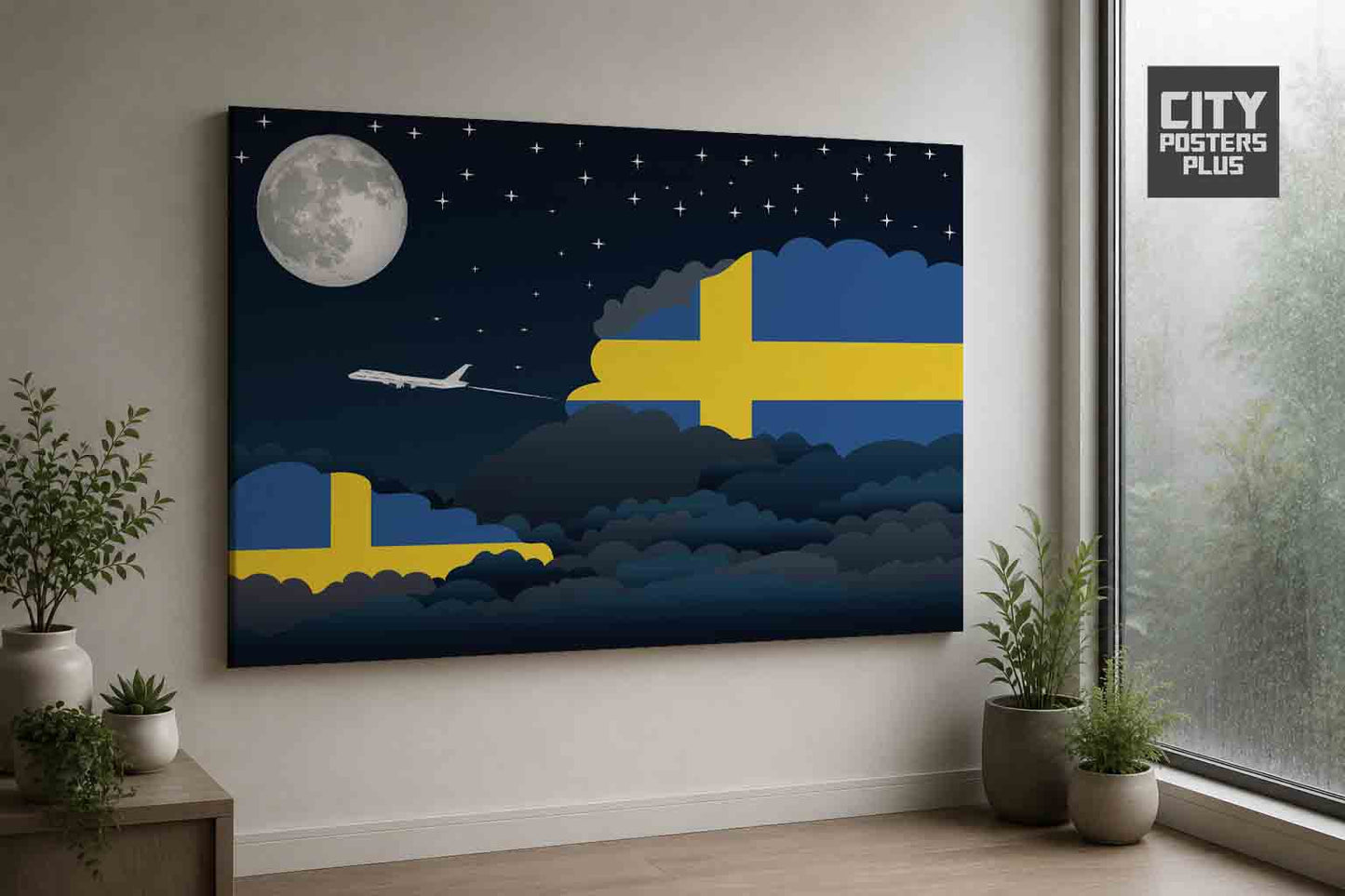 Sweden Night Clouds Framed Canvas Prints | Country & City Wall Art