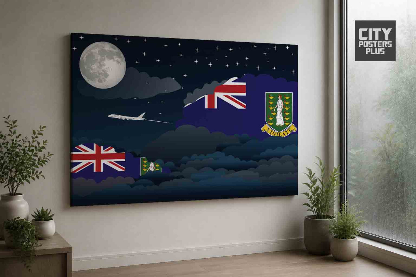 Virgin Islands - UK Night Clouds Framed Canvas Prints | Country & City Wall Art