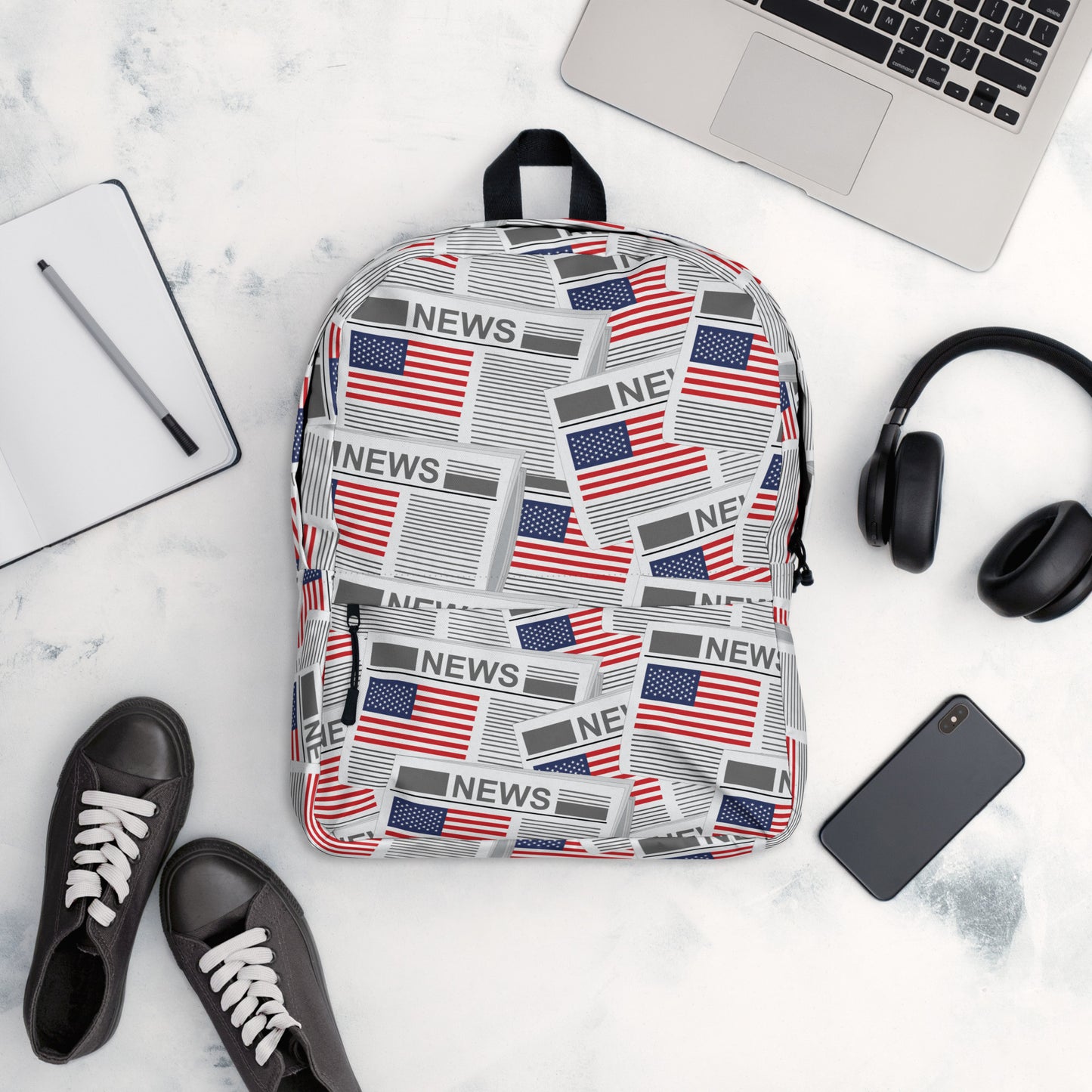 USA Newspapers 15" inches Laptop Backpack (White)