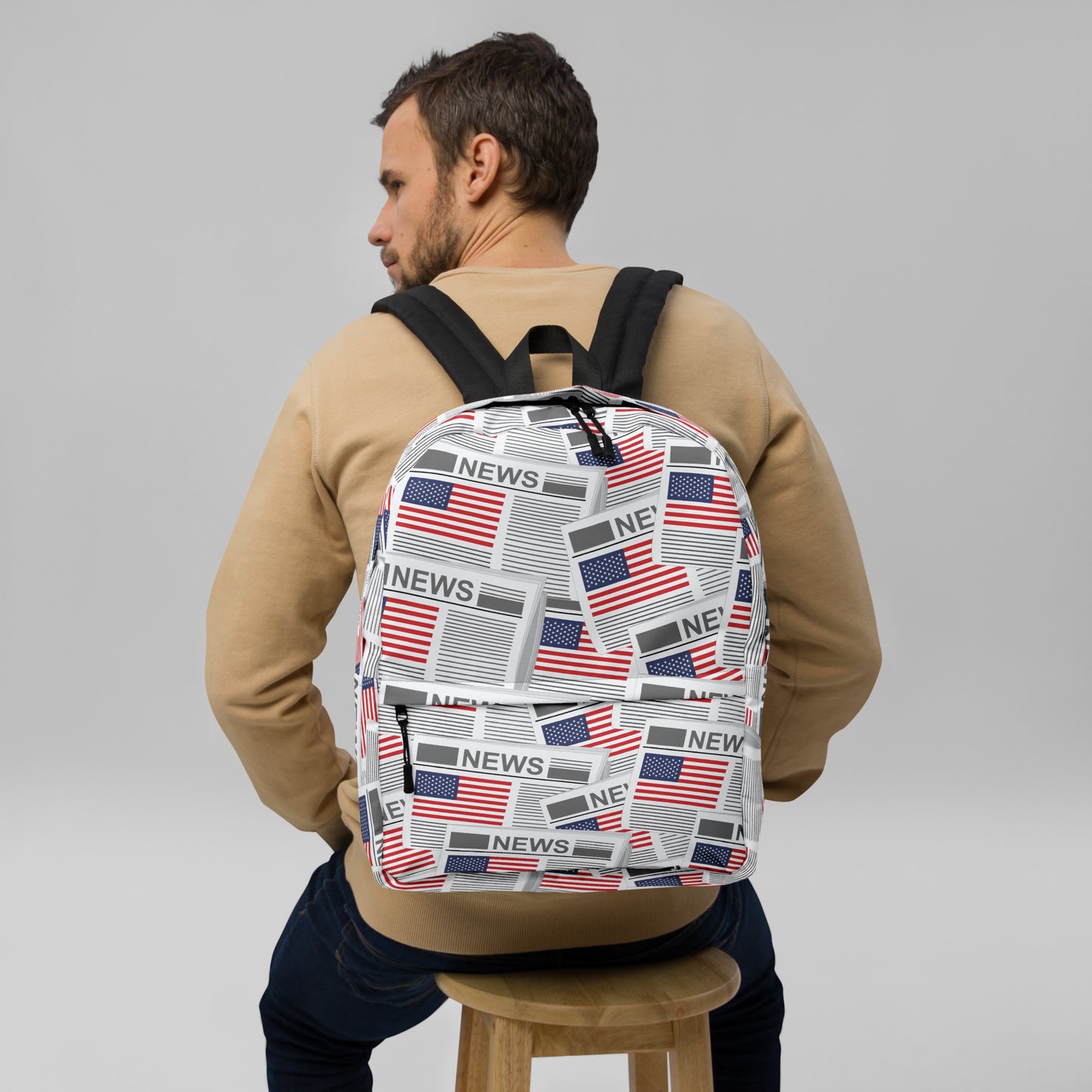 USA Newspapers 15" inches Laptop Backpack (White)