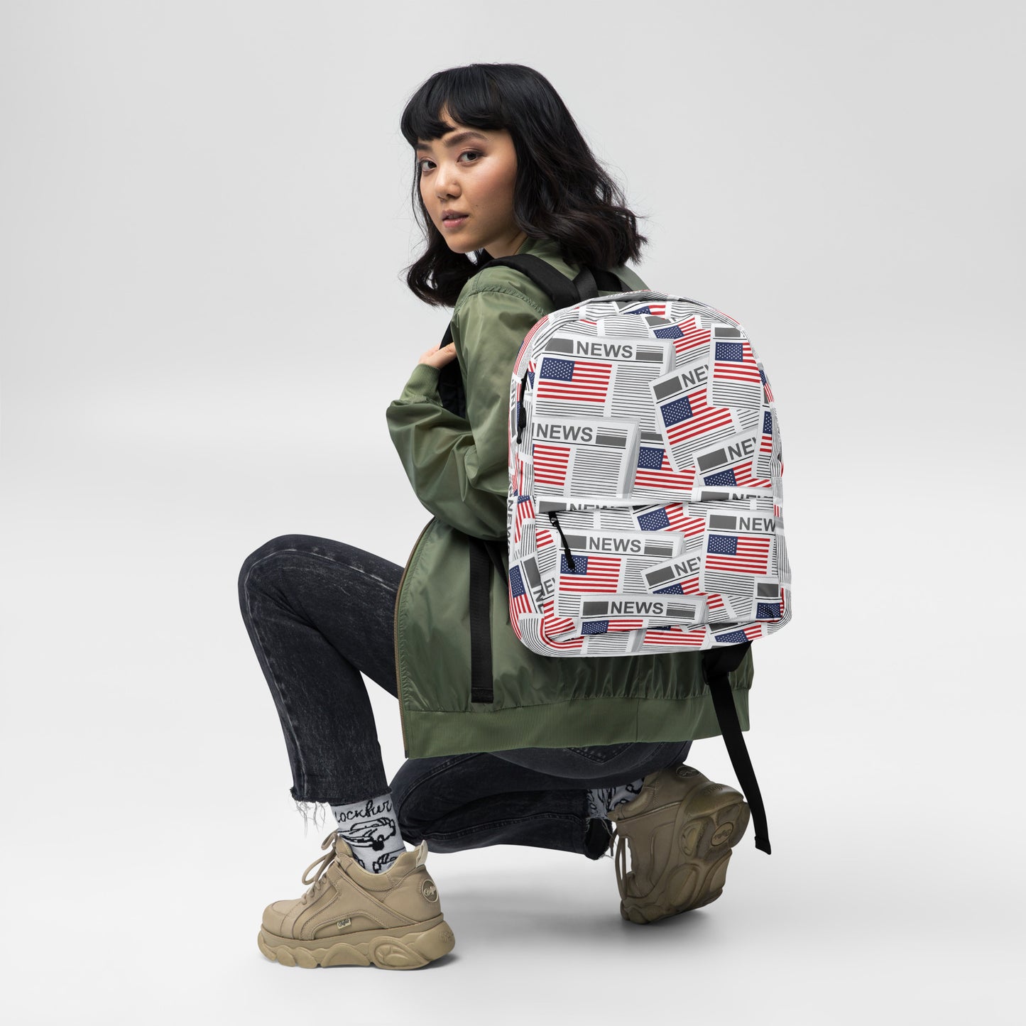 USA Newspapers 15" inches Laptop Backpack (White)