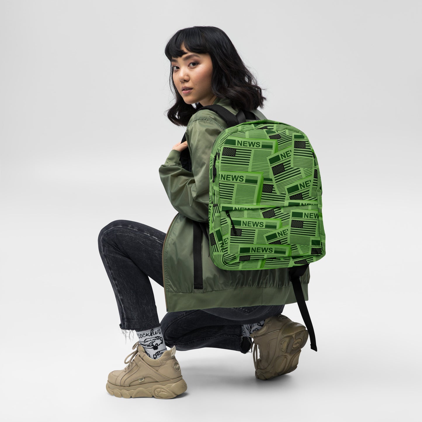 USA Newspapers 15" inches Laptop Backpack (Green)