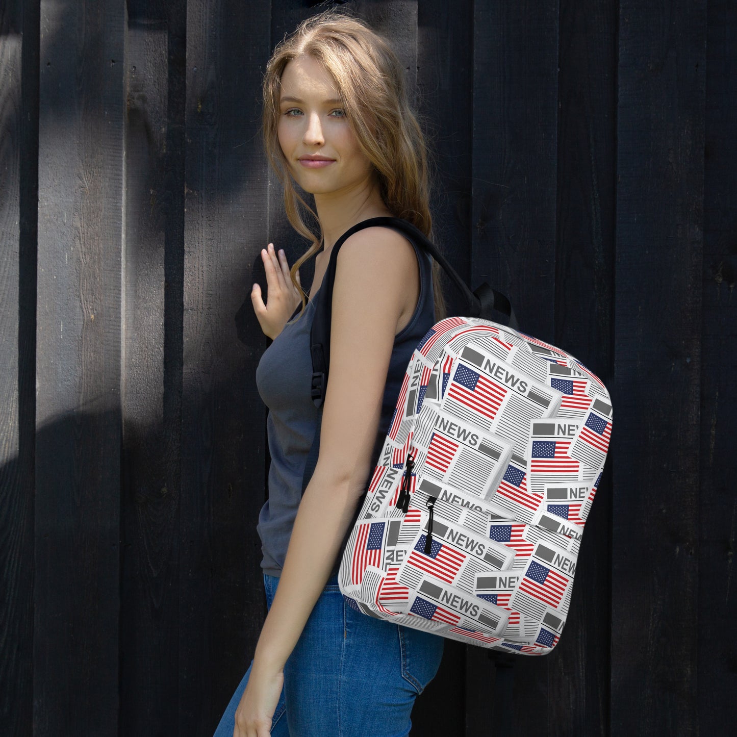 USA Newspapers 15" inches Laptop Backpack (White)