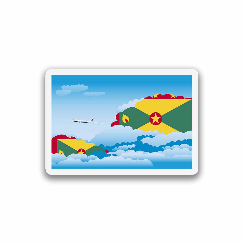 Grenada Airplane Day Clouds Sticker & Magnet