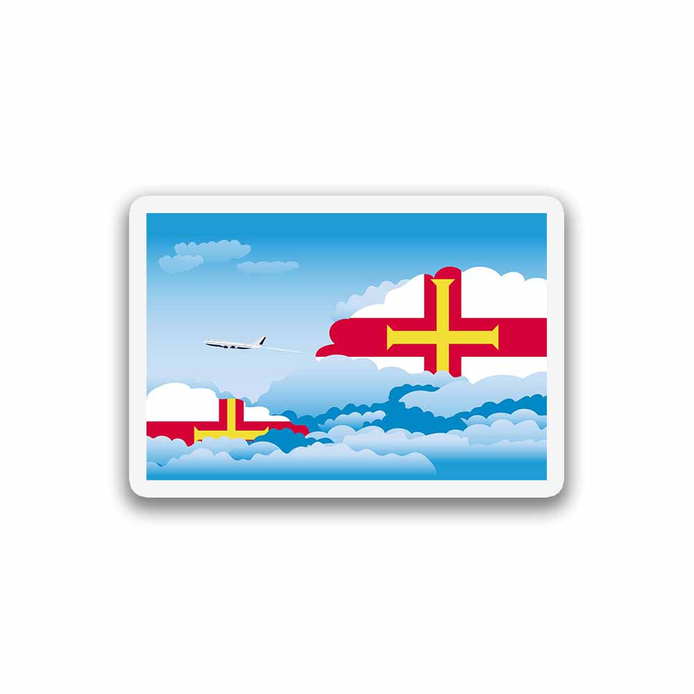 Guernsey Airplane Day Clouds Sticker & Magnet