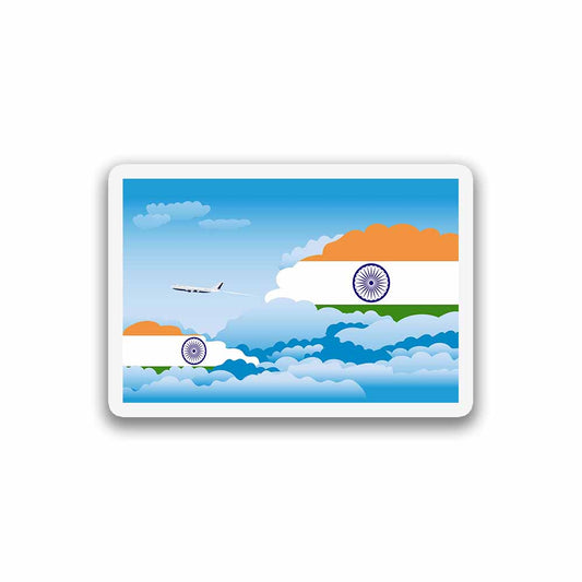 India Airplane Day Clouds Sticker & Magnet
