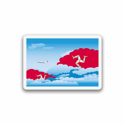 Isle of Man Airplane Day Clouds Sticker & Magnet